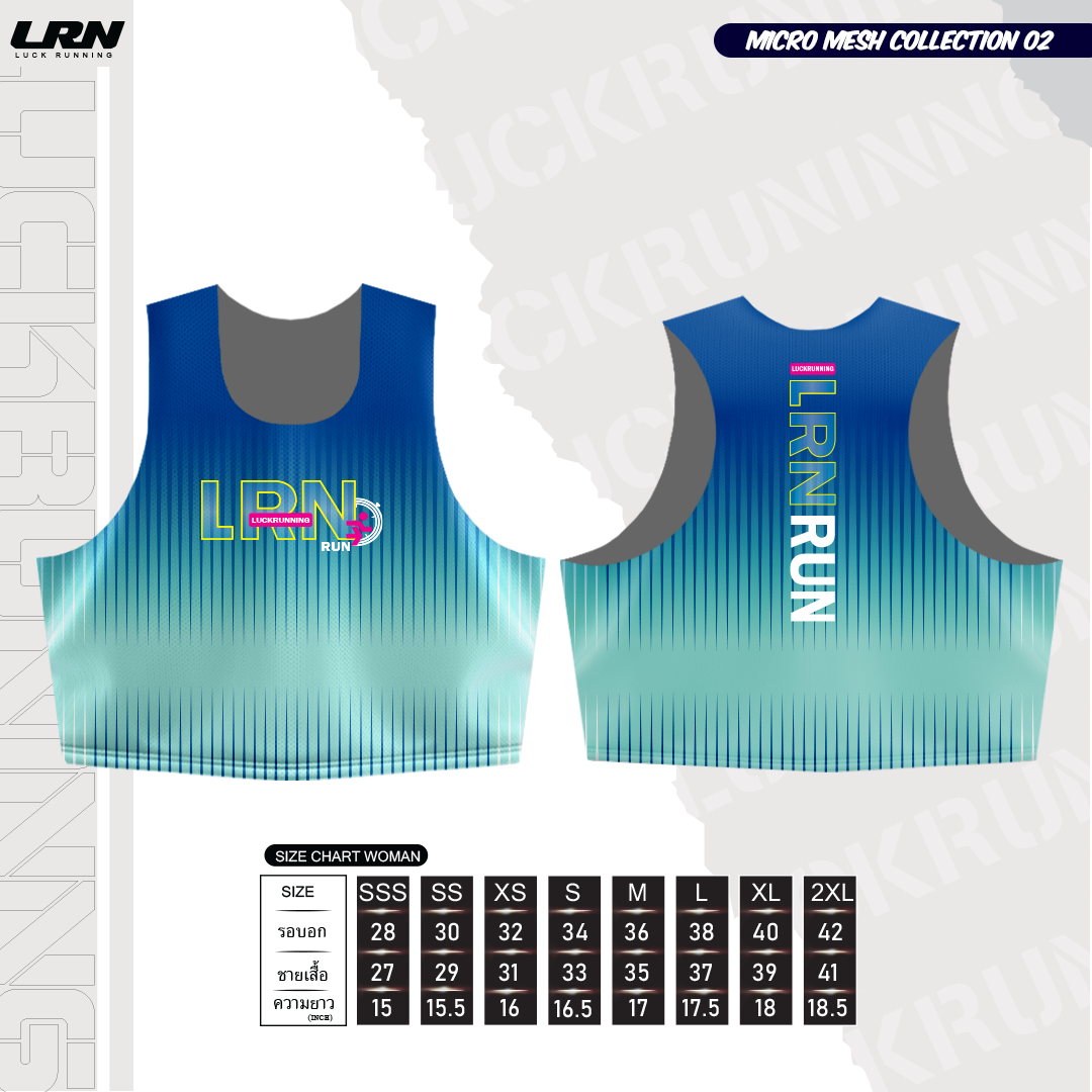 เสื้อวิ่งพิมพ์ลายกล้ามครอป LRN Collection 02 เนื้อผ้า Micro Mesh สำหรับวิ่งมาราธอน (MM11-04)