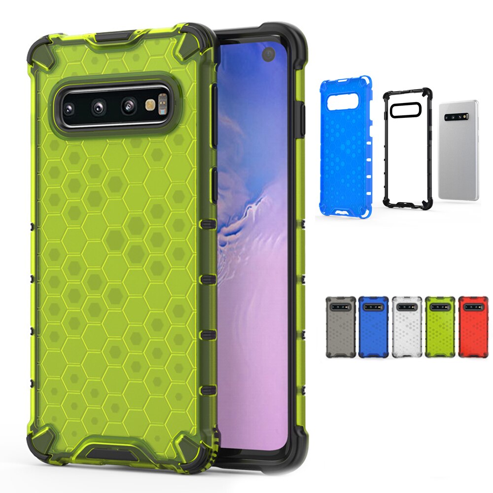 Case Samsung Galaxy S10+#เคสฝาหลังกันกระแทก Honeycomb Shock Absorber TPU + PC + Silicone Hybrid