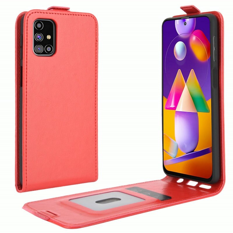 เคส Samsung Galaxy M51 #เคสฝาพับหนัง PU Crazy Horse แนวตั้ง พร้อมช่องเสียบการ์ด