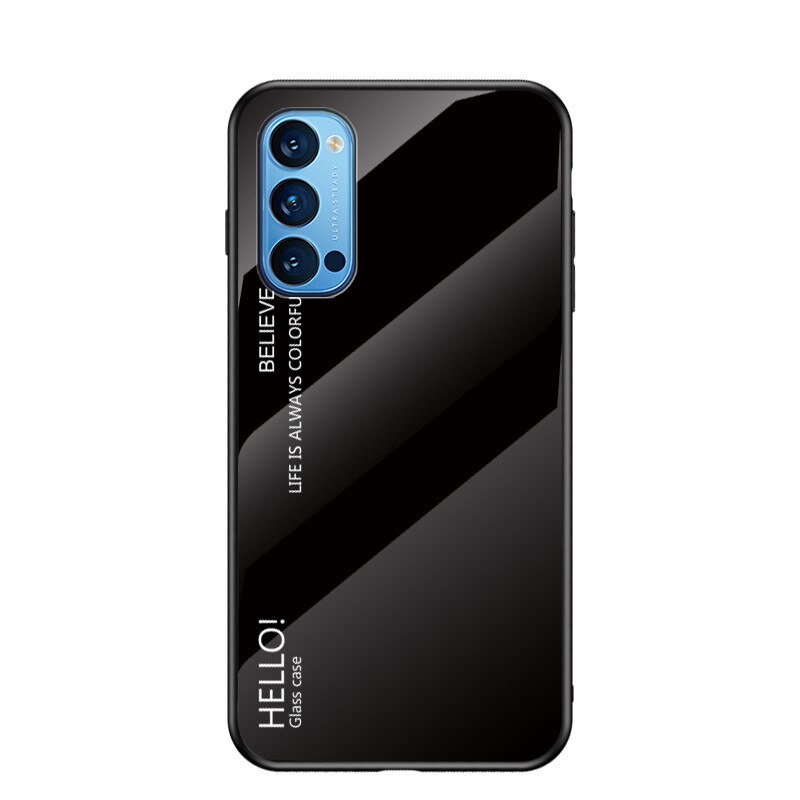 เคส OPPO Reno 4 Pro 5G #เคสฝาหลัง Gradient Color Glass + PC + TPU Hybrid Case