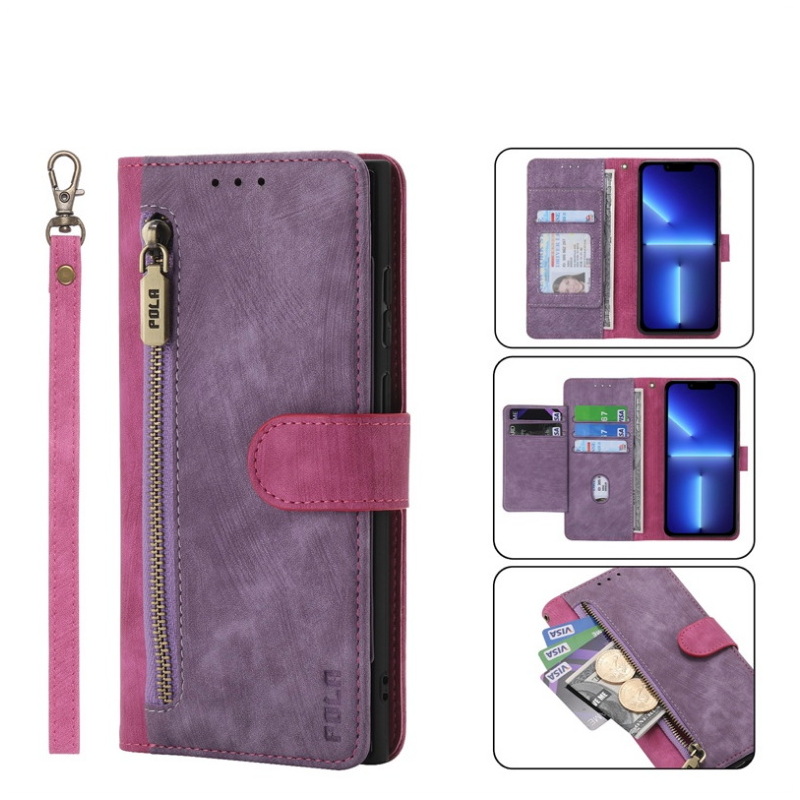 เคส Huawei P30#เคสฝาพับหนัง PU 2 สี มีช่องใส่บัตร ช่องซิป ปิดแม่เหล็ก Zipper Pocket Stand Flip Cover with Strap