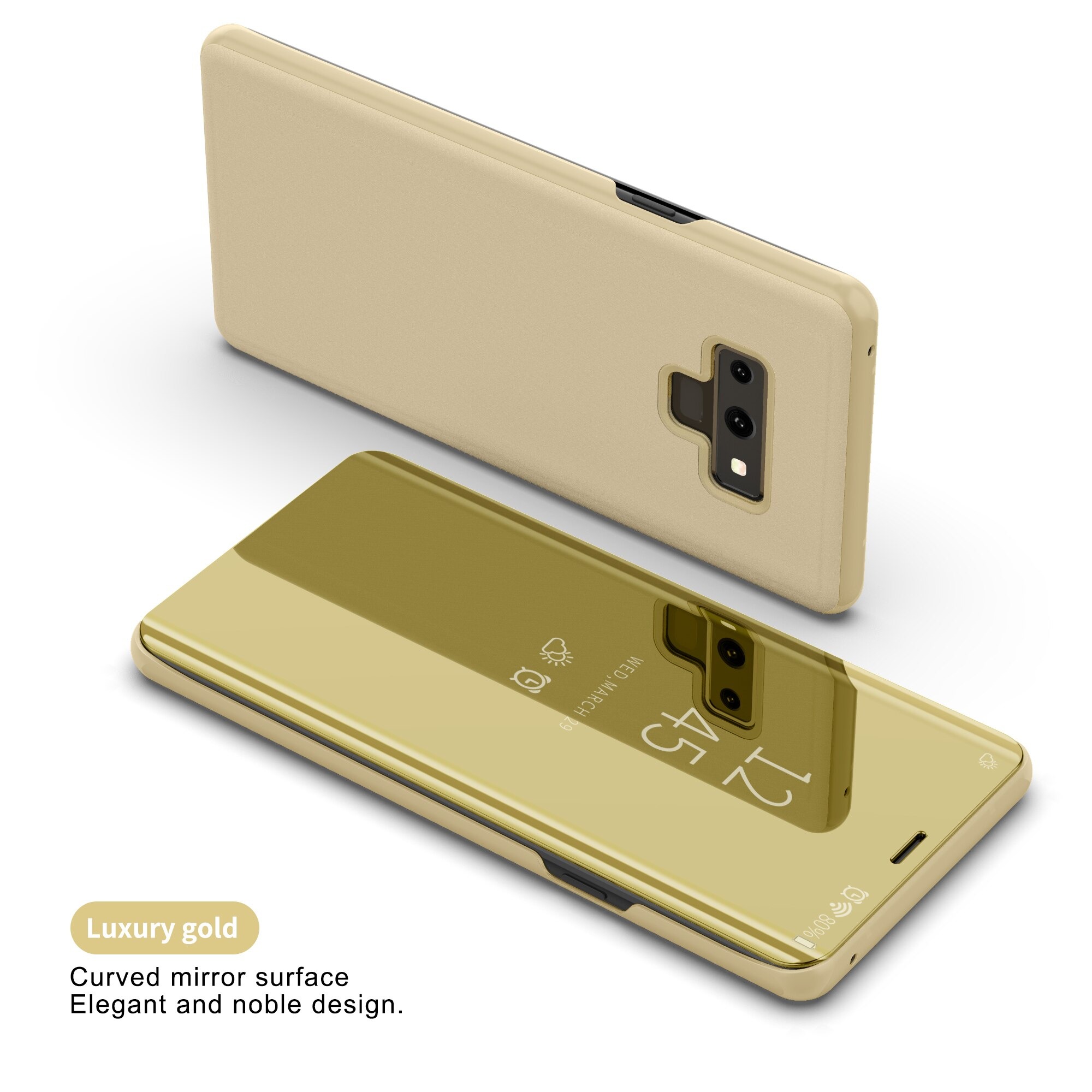 Case Samsung Galaxy Note 9 #เคสฝาพับปกโปร่งแสงผิวเงา Electroplating Mirror Surface Window View