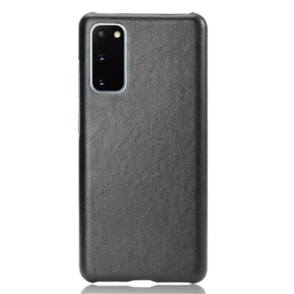 Case Samsung Galaxy S20 FE / S20 FE 5G #เคสฝาหลังพลาสติกแข็งเคลือบหนัง PU ลายผิวลิ้นจี่ Litchi Skin Leather Coated
