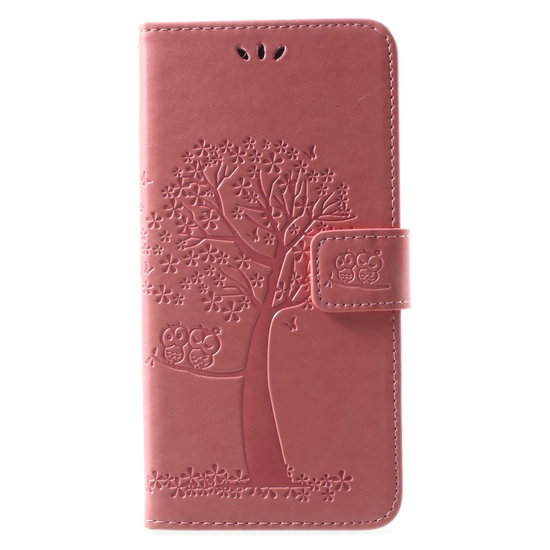 เคส Samsung Galaxy A8 (2018) #เคสฝาพับพิมพ์ลายต้นไม้นกฮูกกระเป๋าสตางค์ Imprint Tree and Owls Wallet PU Leather