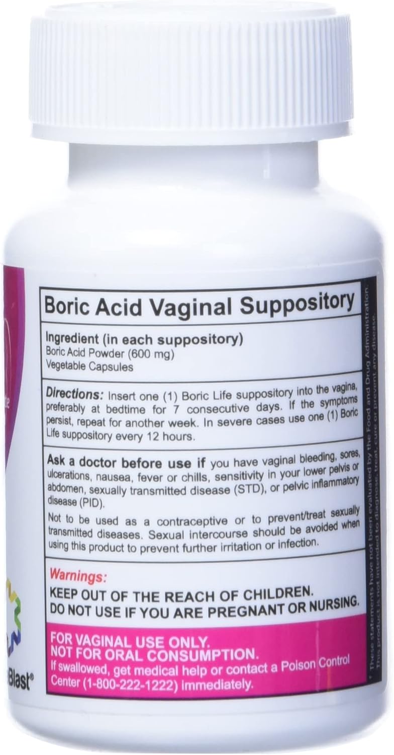 (NutraBlast®)Boric Acid 600 mg Suppository Applicators, Boric Acid & Feminine pH Test ผลิตภัณฑ์สำหรับช่องคลอด อุปกรณ์สอด