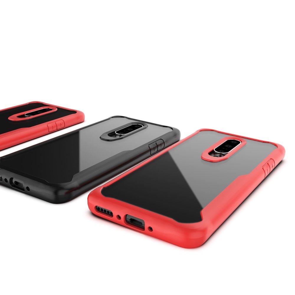 Case OnePlus 7 Pro #เคสฝาหลังใสขอบสีทึบ Shock Absorption PC + TPU Hybrid Mobile Phone Cover