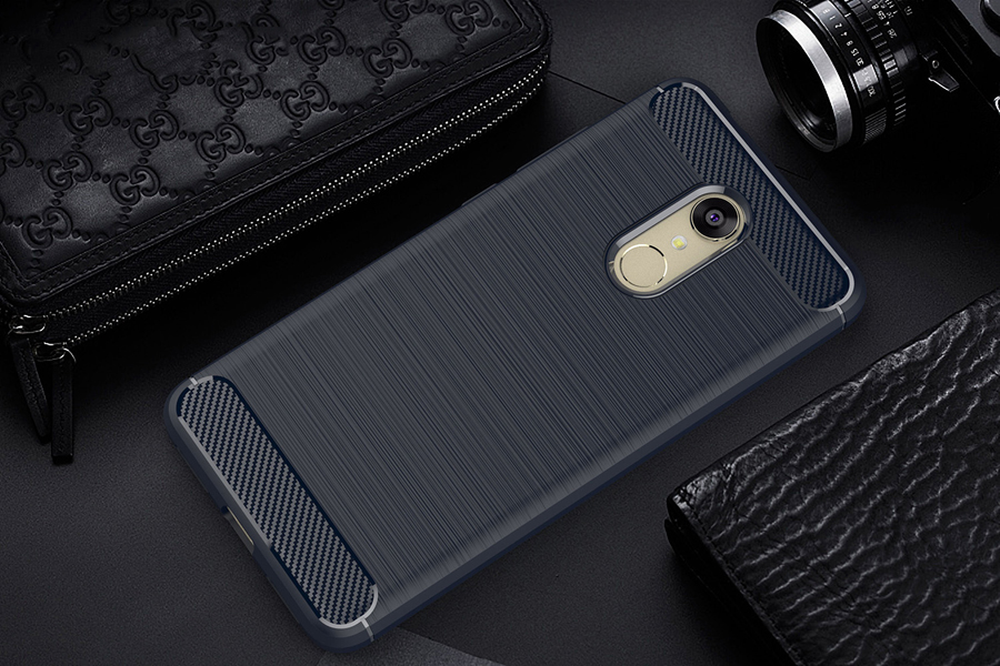 เคส Xiaomi Redmi 5 #เคสฝาหลังตกแต่งคาร์บอนไฟเบอร์ ผิวขัดแปรง Brushered TPU Back Case