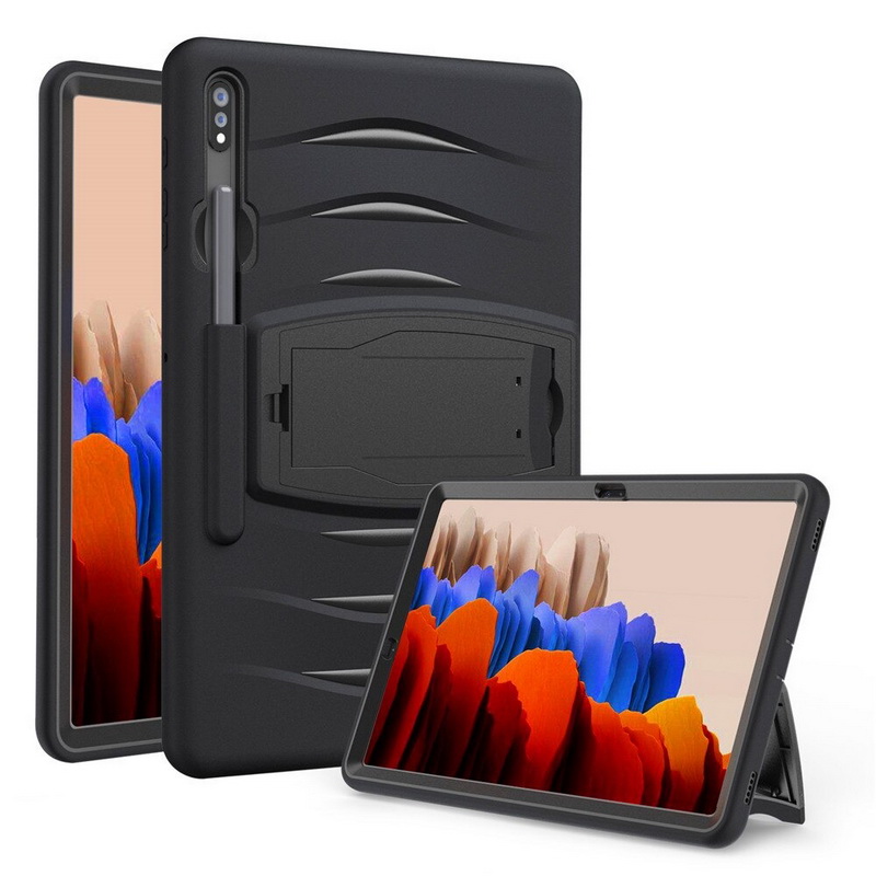 เคส Samsung Galaxy Tab S7 SM-T870 SM-T875 #เคสฝาหลังกันกระแทกพลาสติกแข็ง + ซิลิโคนพร้อมขาตั้ง