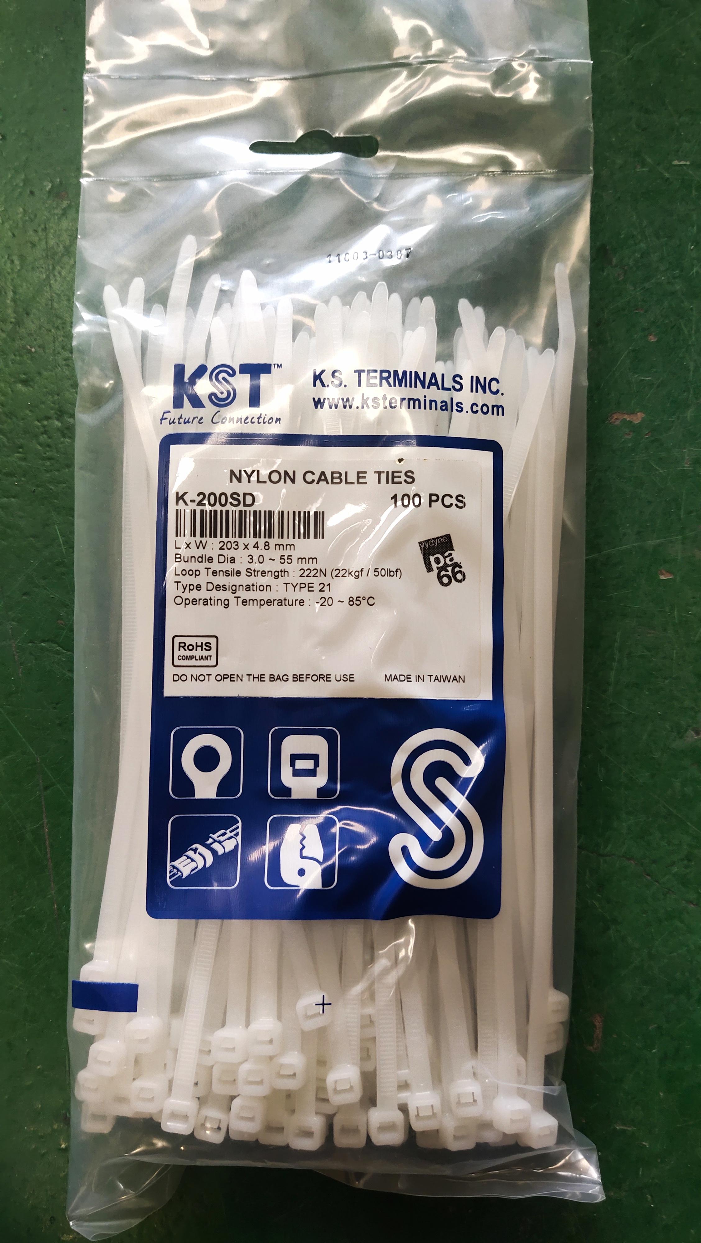 เคเบิ้ลไทร์KST 8นิ้วขาว 200*4.8 mm