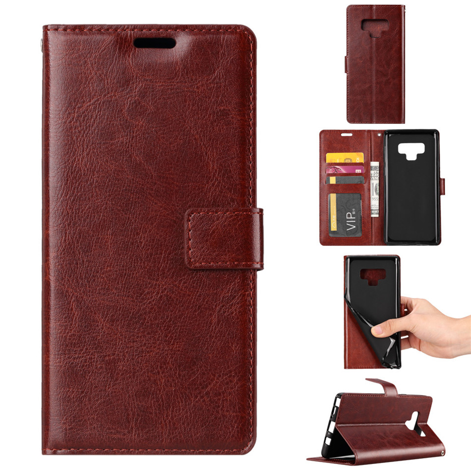 Case Samsung Galaxy Note 9 #เคสฝาพับหนัง PU ผิวหนังม้าสไตล์กระเป๋าสตางค์ Crazy Horse Texture Wallet