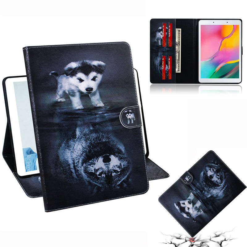 เคส Samsung Galaxy Tab A 8.0 (2019) T290 / T295 #เคสฝาพับพิมพ์ลายหนัง PU + TPU สไตล์กระเป๋าสตางค์