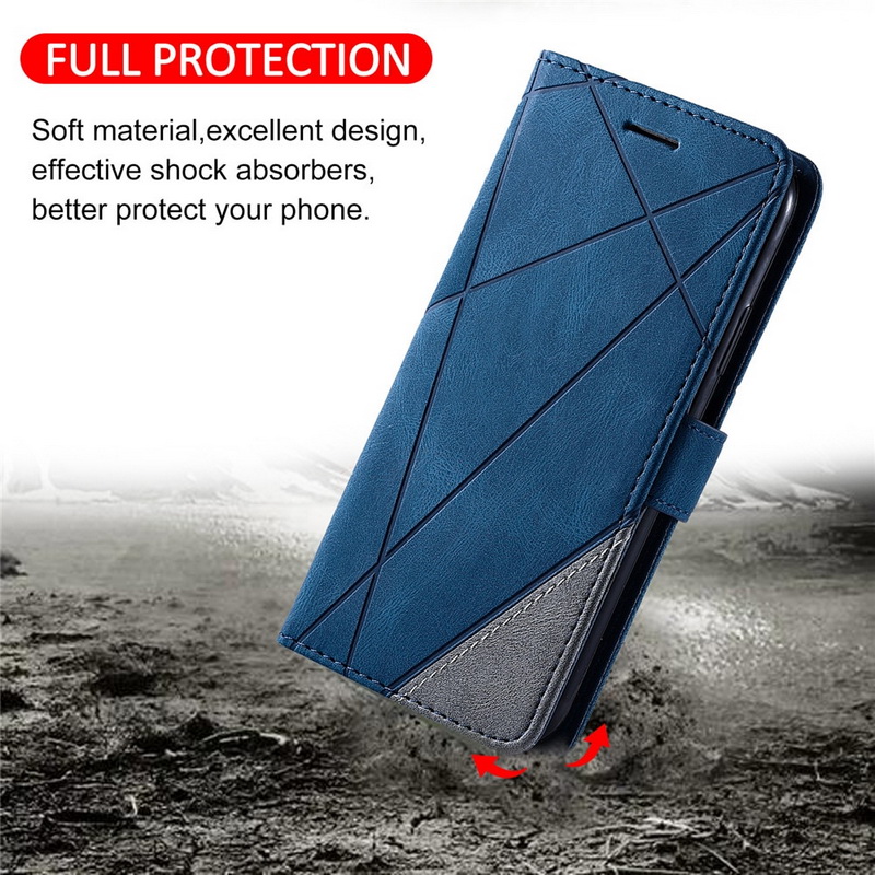 Case Samsung Galaxy A72 / A72 5G #เคสฝาพับหนัง PU มีช่องเสียบบัตรอื่นๆในตัว Geometric Pattern Leather Card Holder Protective