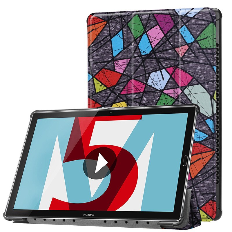 เคส Huawei MediaPad M5 Pro 10.8 นิ้ว #เคสฝาพับหนัง PU แบบ 3 พับพิมพ์ลาย Pattern Printing Tri-fold Leather Stand Cover
