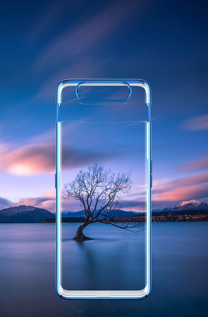 Case Samsung Galaxy A80 #เคสฝาหลังพลาสติกแข็งใสขอบเงา GKK Shock Resistant Electroplating Hard PC Phone Casing