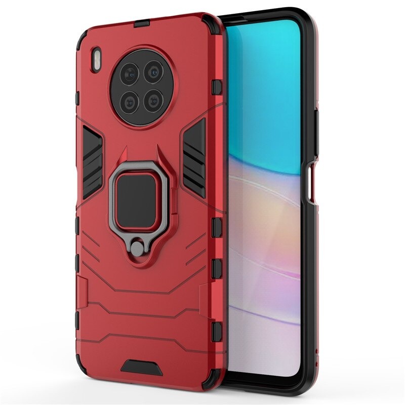 Case Huawei Nova 8i#เคสฝาหลังพลาสติกแข็ง +TPU Hybrid Case มีแหวนสวมนิ้วโลหะ