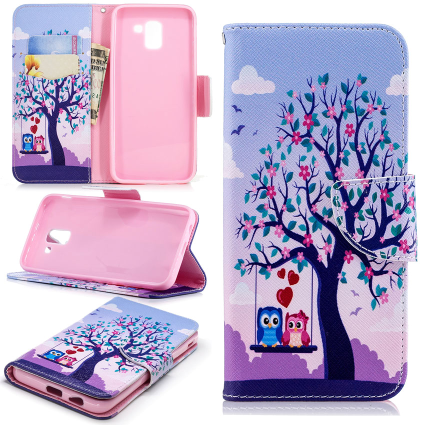 เคส Samsung Galaxy J6 (2018) #เคสฝาพับสไตล์กระเป๋าสตางค์พิมพ์ลายสวยๆ Pattern Printing Magnetic Leather