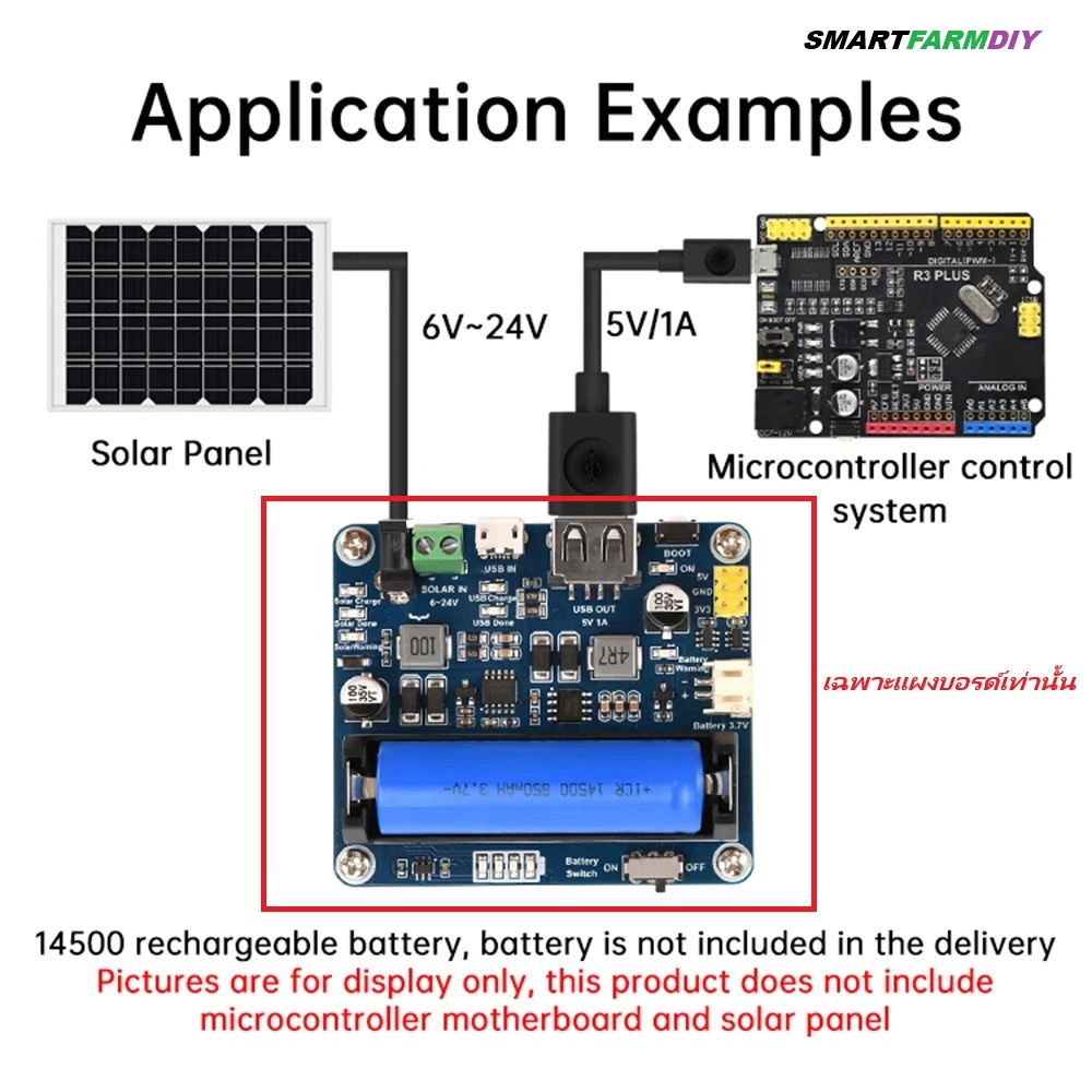 6V ~ 24V ชุดบอร์ดโมดูลชาร์จพลังงานแสงอาทิตย์แผงพลังงานแสงอาทิตย์ Power Management โมดูลแบตเตอรี่ Li-Ion 850mAh สําหรับ Arduino/ jetson /Raspberry Pi