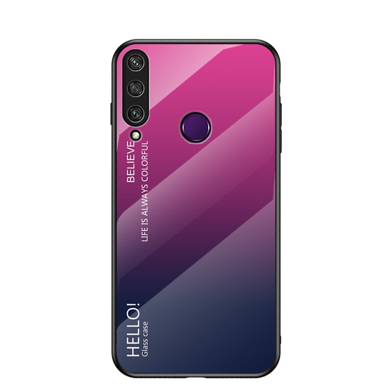 Case Huawei Y7p #เคสฝาหลัง Gradient Color Glass + PC + TPU Hybrid Case