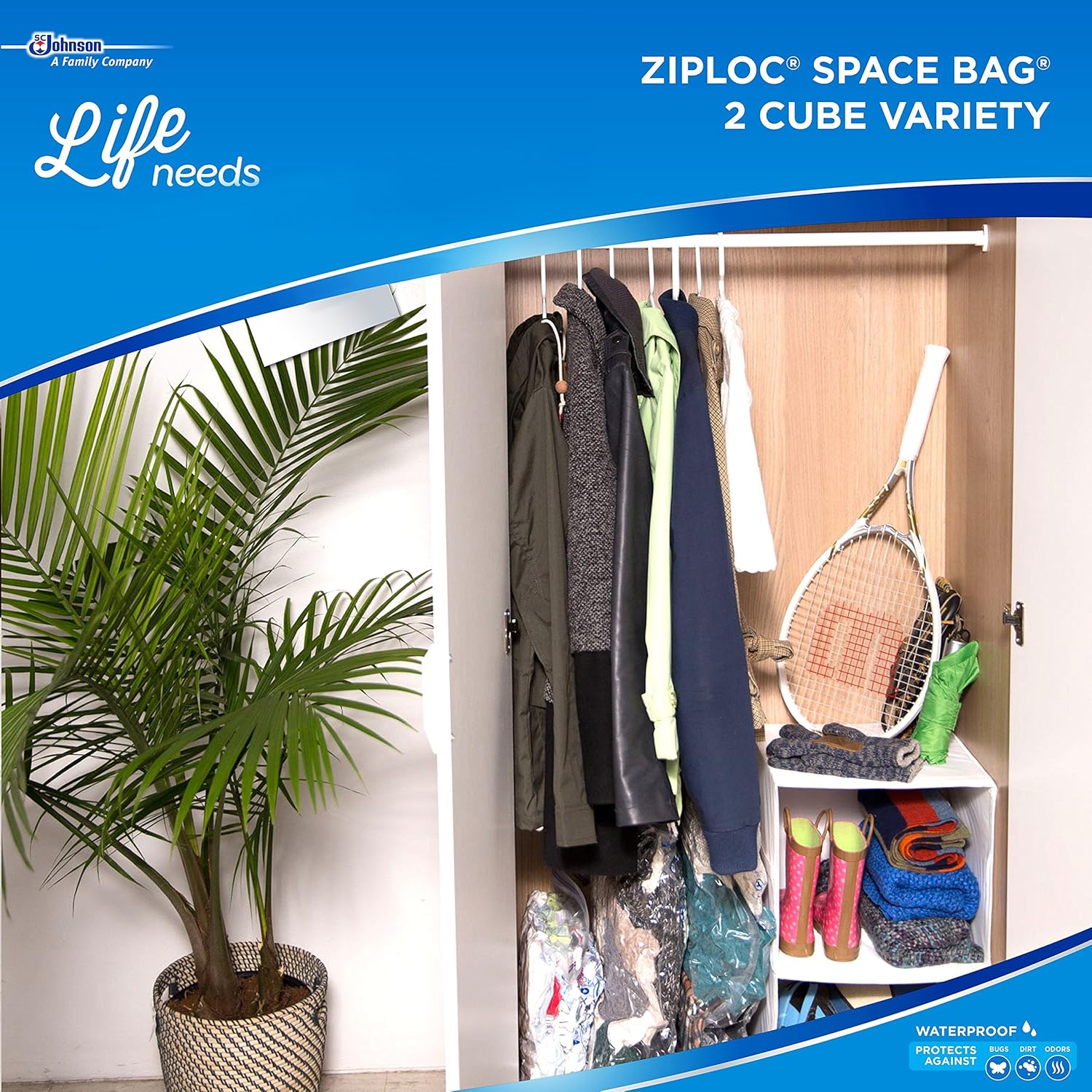Ziploc® Space Bag Clothes Vacuum Sealer Storage Bags for Home and Closet Organization 2 Cube Variety ถุงเก็บเสื้อผ้า ผ้าห่ม