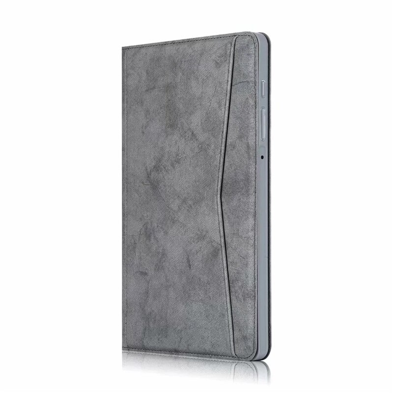 Case Samsung Galaxy Tab S6 Lite 10.4 SM-P610 P615 P617 #เคสฝาพับหนัง PU ลายผิวผ้ามีช่องใส่ปากกา with Pencil Holder Stand Business Card Slot Cover