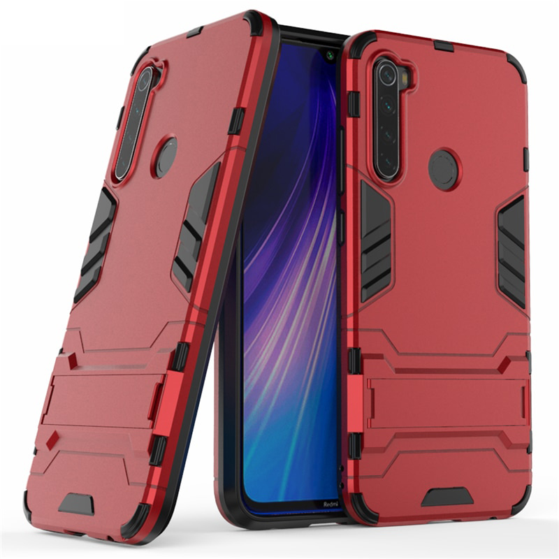 เคส Xiaomi Redmi Note 8 #เคสฝาหลังไฮบริด พลาสติก +TPU มีขาตั้งในตัว