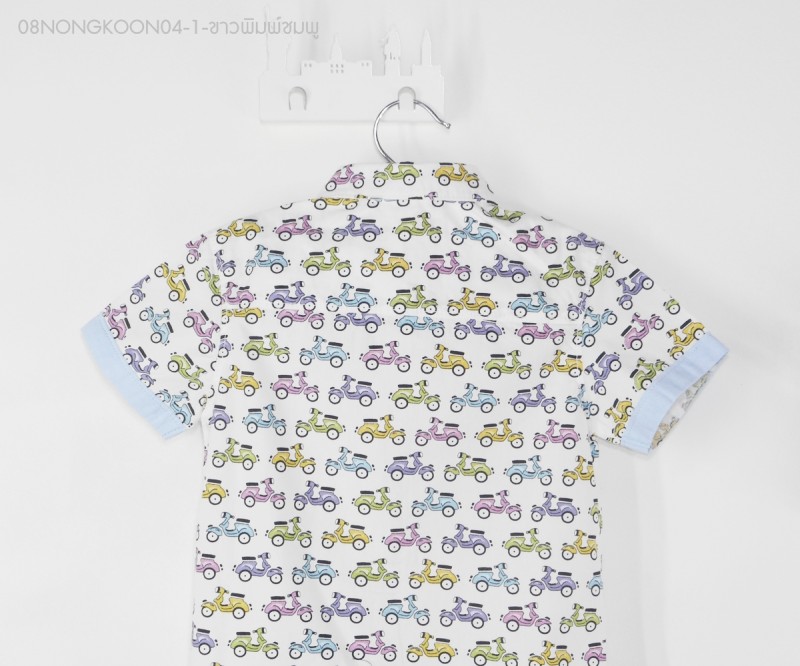 เสื้อเชิ้ตแขนสั้น เด็ก 1 ถึง 5 ขวบ ลายมอไซค์