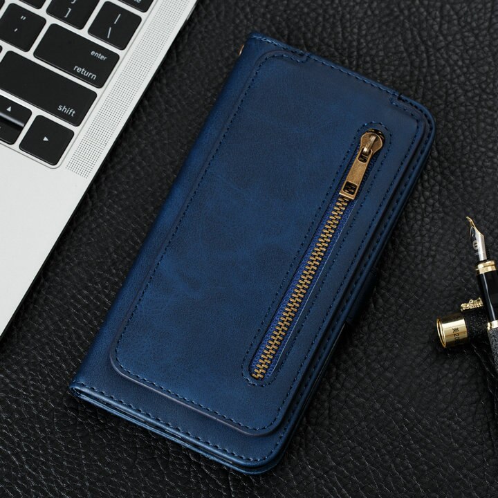 Case Samsung Galaxy A72 / A72 5G#เคสแบบกระเป๋าสตางค์ช่องใส่บัตรหลายช่อง Multi-slot Wallet Zippered Leather พร้อมสายคล้อง