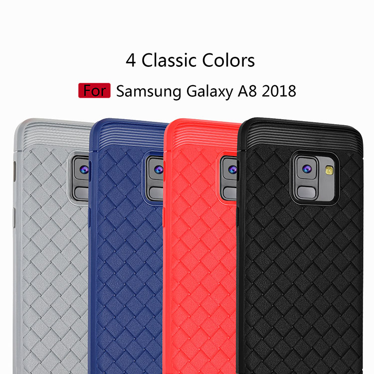 เคส Samsung Galaxy A8 (2018) #เคสฝาหลังนิ่ม Woven Texture Soft TPU