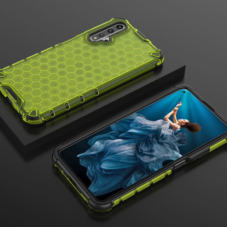 เคส Huawei Nova 5T #(พร้อมส่ง)เคสฝาหลังกันกระแทก Honeycomb Shock Absorber TPU + PC + Silicone Hybrid