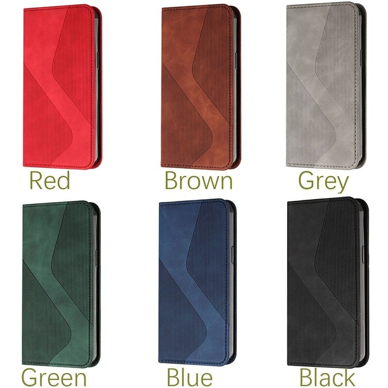 Case Samsung Galaxy A32 5G #เคสฝาพับแบบกระเป๋าสตางค์หนัง PU มีช่องใส่บัตร Magnetic Leather S Line Wallets Flip Case