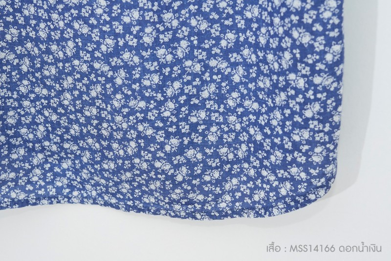 เสื้อเชิ้ตน้ำเงินลายดอก สำหรับเด็ก 8 ถึง 16 ปี