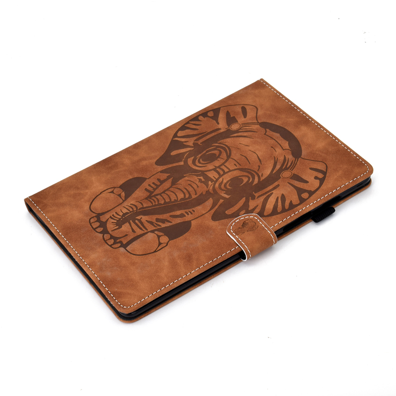 Case Samsung Galaxy Tab S6 Lite 10.4 SM-P610 P615 P617 #เคสฝาพับหนัง PU พิมพ์ลายช้างมีช่องใส่บัตร Business Style Leather Case with Card Storage