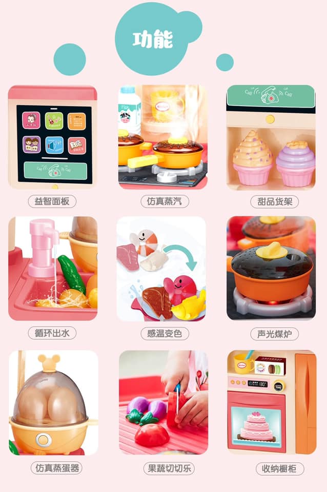 ของเล่นเด็ก ชุดครัวใหญ่ Home Kitchen สีชมพู