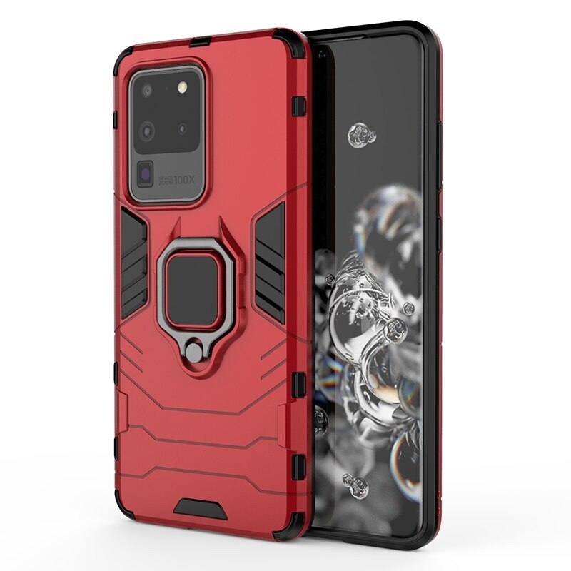 Case Samsung Galaxy S20 Ultra / S20 Ultra 5G #เคสฝาหลังพลาสติกแข็ง +TPU Hybrid Case มีแหวนสวมนิ้วโลหะ