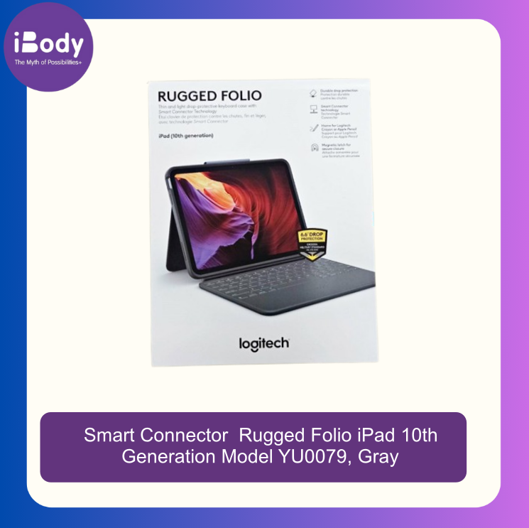 (Logitech) Smart Connector Rugged Folio iPad 10th Generation Model YU0079, Gray เคสคีย์บอร์ด