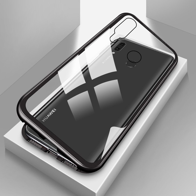 Case Huawei Y9 (2019) #เคสฝาหลังกรอบโลหะแม่เหล็กถอดได้ + แผ่นหลังกระจกนิรภัย