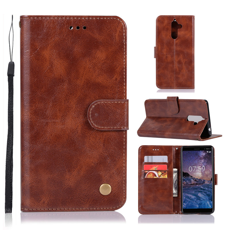 Case Nokia 7 plus #เคสฝาพับเกรดพรีเมี่ยมแบบกระเป๋าสตางค์ หนัง PU Vintage