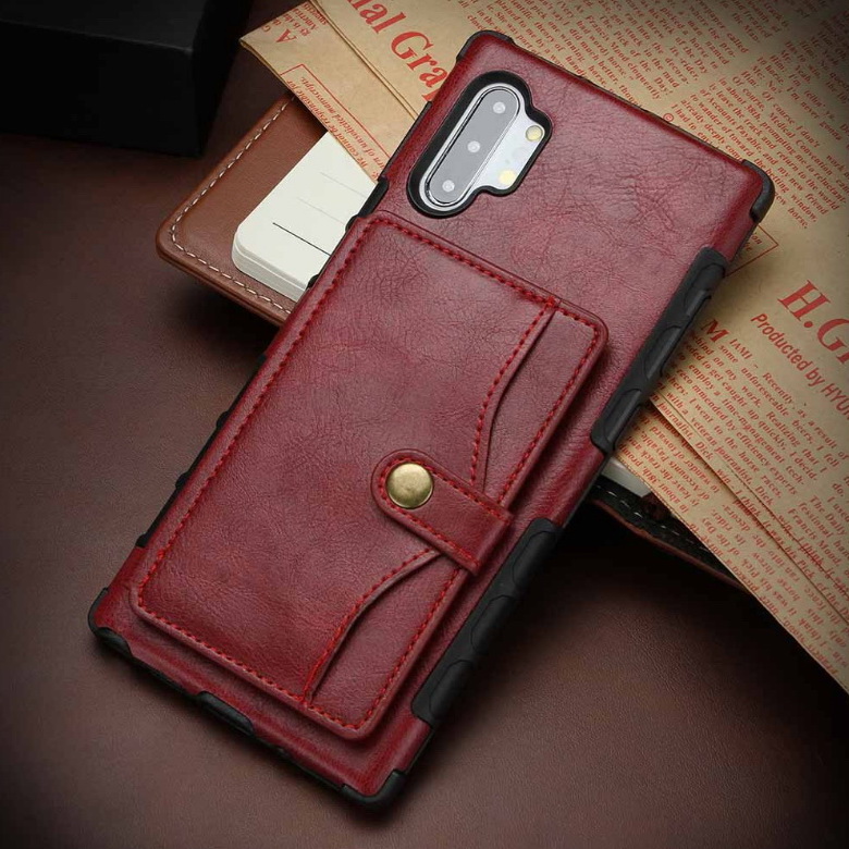 Case Samsung Galaxy Note 10+ #เคสแบบฝาหลัง TPU เคลือบหนัง PU มีที่เก็บบัตร PU Leather Coated TPU Card Holder