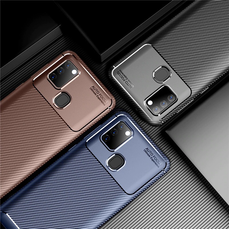 เคส Samsung Galaxy M21 #เคสฝาหลังนิ่ม Carbon Fiber Drop Resistant TPU