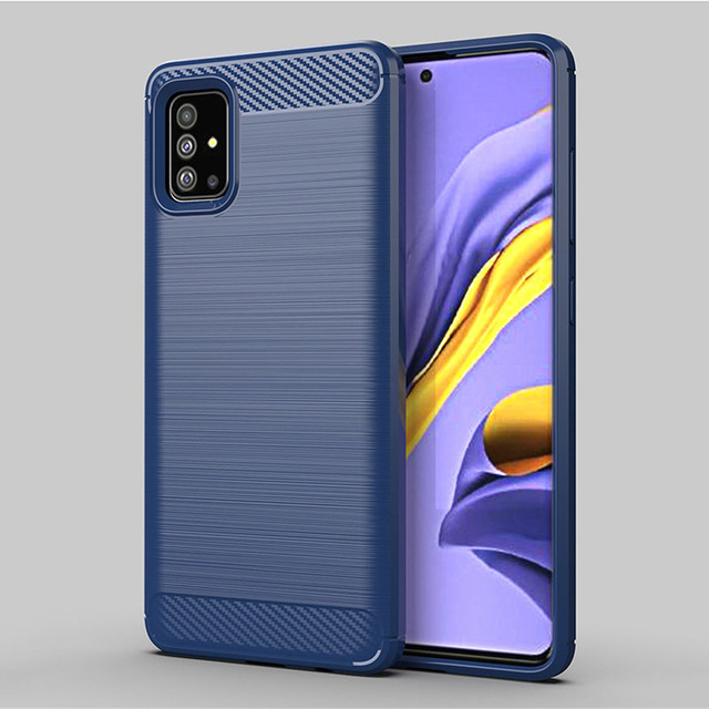 เคส Samsung Galaxy A71 5G #เคสคาร์บอนไฟเบอร์ ผิวขัดแปรง Brushered TPU Back Case