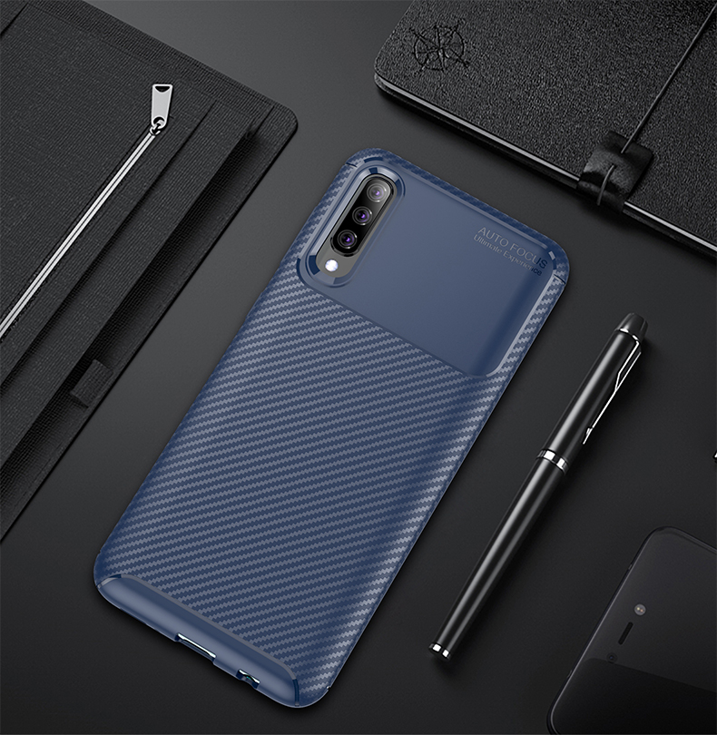 Case Samsung Galaxy A70 #เคสฝาหลังนิ่ม Carbon Fiber Drop Resistant TPU