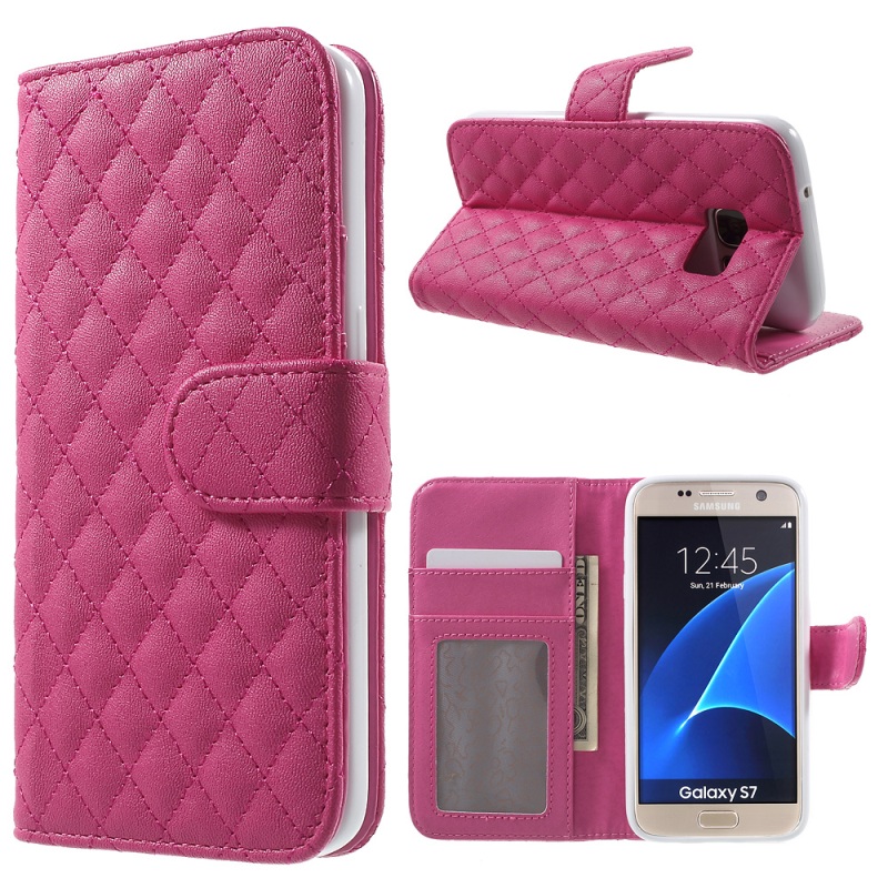Case Samsung Galaxy S7 G930 #เคสหนัง Quilted Rhombus Leather Flip