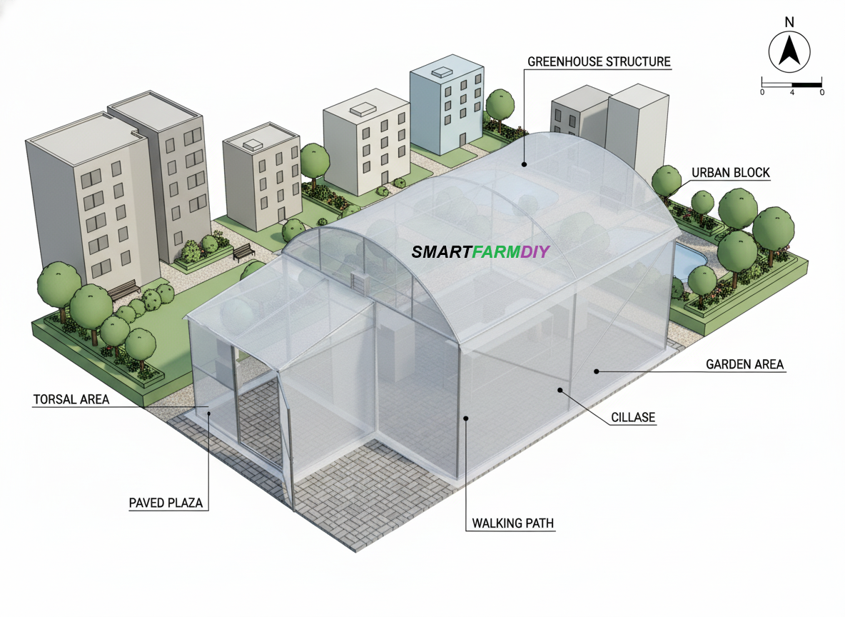 รับออกแบบผังฟาร์มโรงเรือนปลูกพืช แบบ City Future Farming (AI Generative Farming#16)
