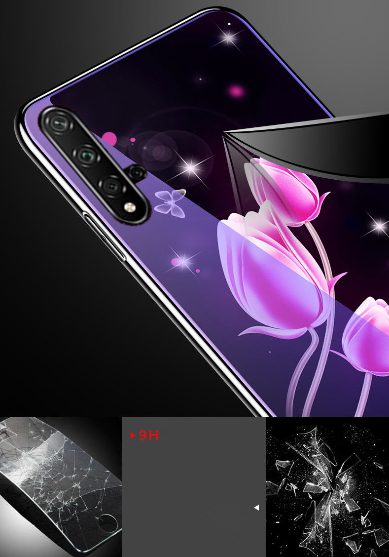 เคส Huawei nova 5T #เคสฝาหลังไฮบริดขอบเงา Electroplated TPU Soft Frame + Blue-ray Tempered Glass + PC