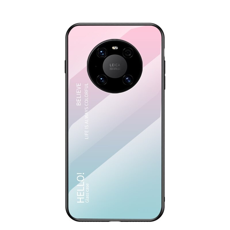 เคส Huawei Mate 40 Pro #เคสฝาหลัง Gradient Color Glass + PC + TPU Hybrid Case
