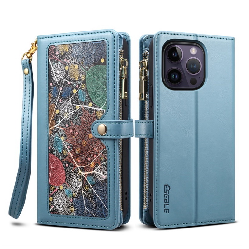 Case iPhone 14 #เคสฝาพับหนัง PU ลายภาพวาดสีน้ํามัน มีซิปสไตล์กระเป๋าสตางค์