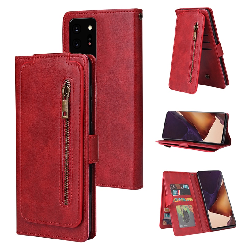 Case Samsung Galaxy Note 20 Ultra / Note 20 Ultra 5G #เคสฝาพับแบบกระเป๋าสตางค์ช่องใส่บัตรหลายช่อง Multi-slot Wallet Zippered Leather พร้อมสายคล้อง