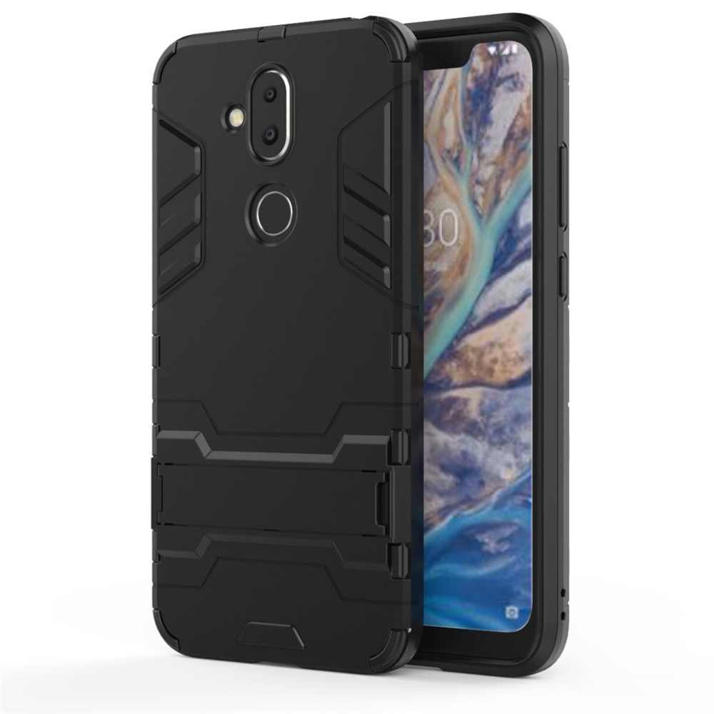 เคส Nokia 8.1 / X7 #เคสฝาหลังพลาสติก ไฮบริด TPU + Kickstand สีสันสวยงามทันสมัย