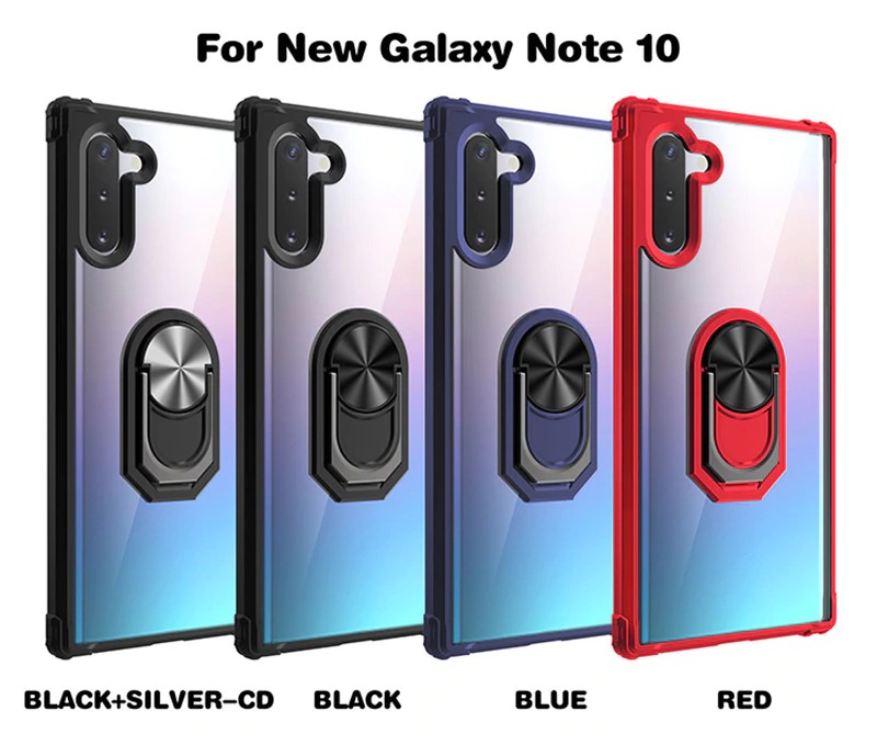เคส Samsung Galaxy Note 10 #เคสฝาหลังใสขอบทึบ +TPU Hybrid Case มีแหวนสวมนิ้วโลหะ