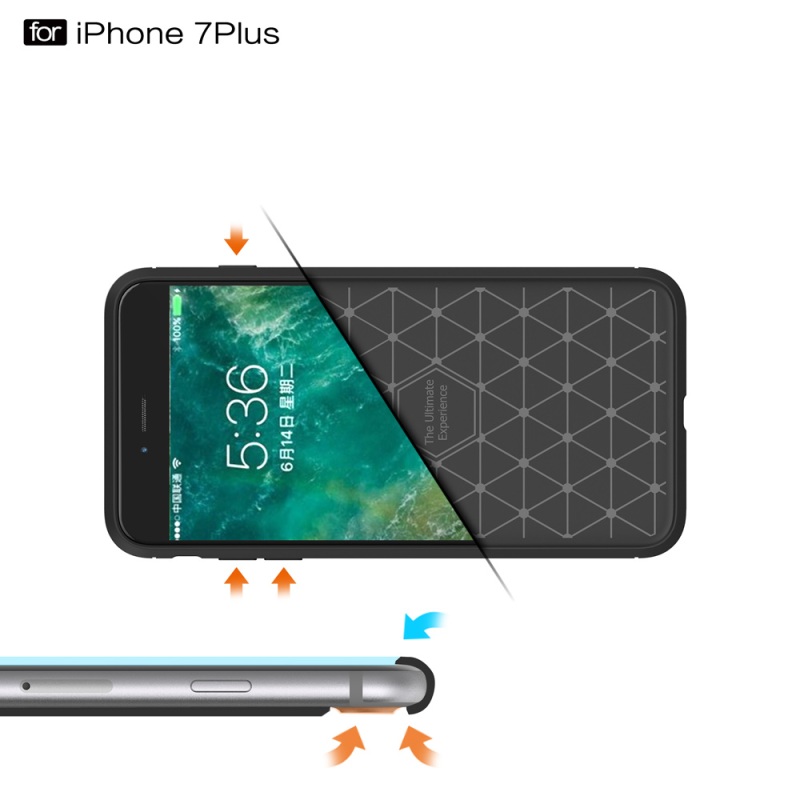 Caseiphone 7 plus / 8 plus เคสฝาหลังเกราะคาร์บอนไฟเบอร์ Rugged Armor Brushed TPU Back Case